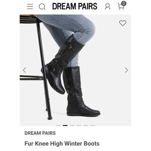 Dream Pairs Summit Black Faux Leather TallBootsWomensSize12 SideZipBuckle Detail